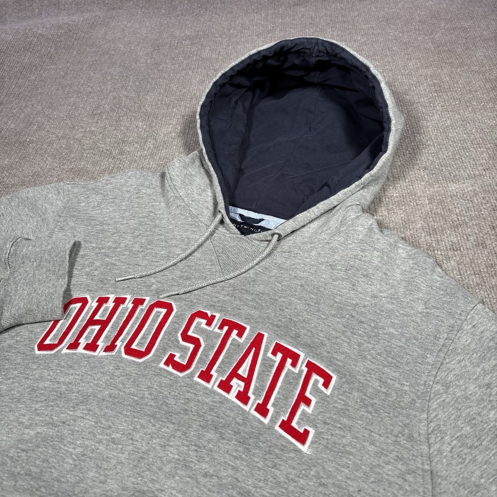 Tommy Hilfiger Hoodie Ohio State Buckeyes Hoodie Sweatshirt Mens L Gray Pullover